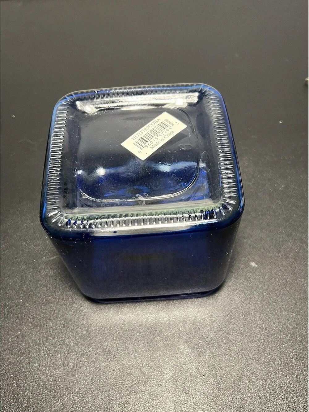 NWT Vintage 1990s Cobalt Blue Glass Square Vase, 4.5x5”